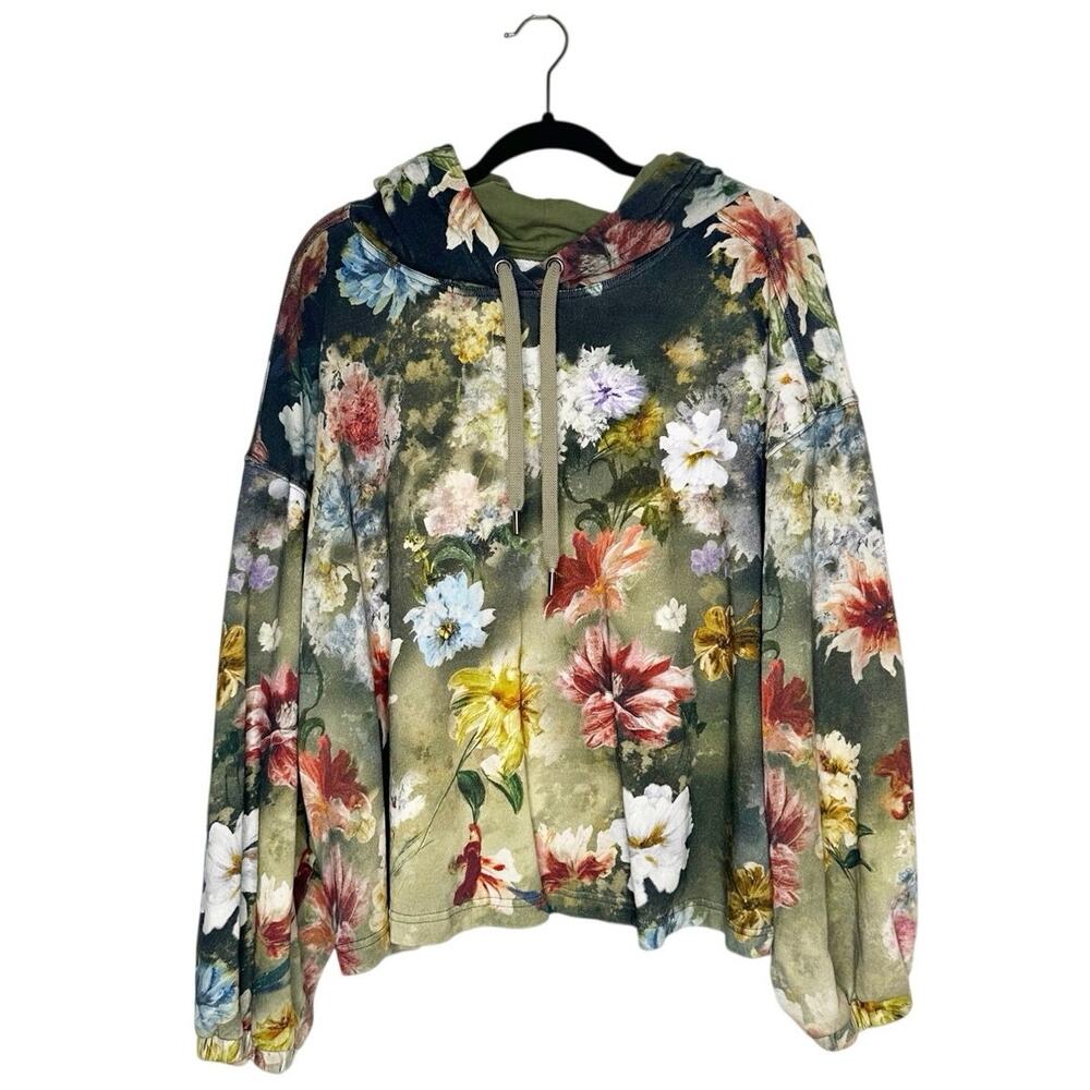 Anthropologie Pilcro Floral Hoodie Sweater Women's Size 2X - Picture 2 of 5
